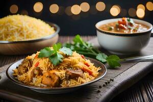 indio comida - Biryani - curry - arroz - curry arroz - curry arroz - Indiana. generado por ai foto