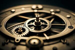 close up of a clockwork mechanism. AI-Generated photo