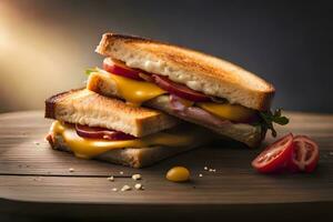 a toasted sandwich with cheese and tomatoes. AI-Generated photo