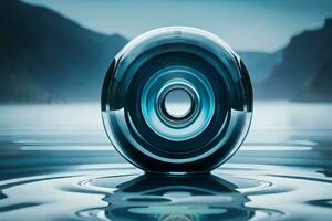 a circular object sitting on top of water. AI-Generated photo