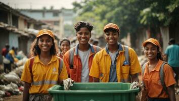 equipo de joven y diversidad voluntario trabajador grupo. ai generado foto