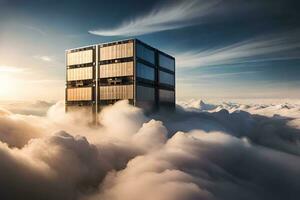 nube informática en el cielo. generado por ai foto