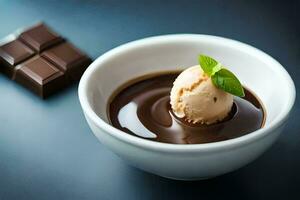 chocolate and mint ice cream in a bowl. AI-Generated photo