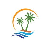 Palm tree summer logo template vector