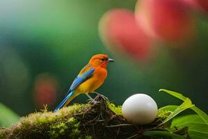 photo wallpaper bird, the nest, the egg, the bird, the nest, the bird,. AI-Generated