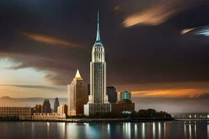 the empire state building is seen in this photo. AI-Generated photo