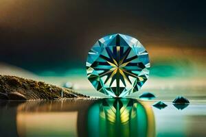 a diamond is reflected in the water. AI-Generated photo