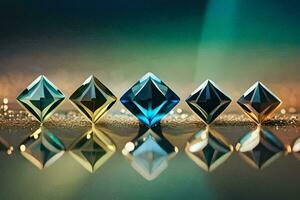 five diamond shapes are arranged in a row. AI-Generated photo