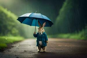 pedro conejo, el conejo, el lluvia, el oscuro, el lluvia, el oscuro,. generado por ai foto