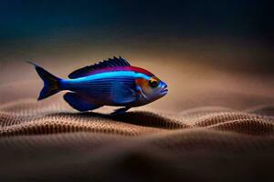 a fish with blue, red and white stripes. AI-Generated photo