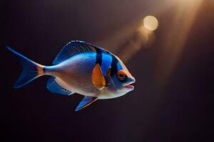 a fish with bright blue and orange stripes. AI-Generated photo