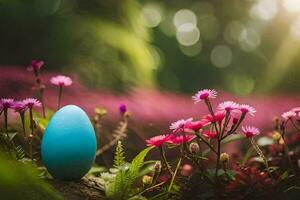 the easter egg in the garden. AI-Generated photo