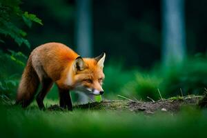 a fox in the forest. AI-Generated photo