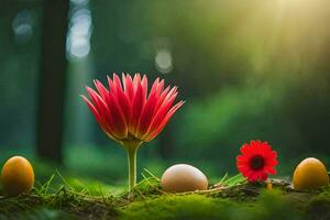 photo wallpaper nature, flowers, the sun, spring, flowers, the sun, easter,. AI-Generated