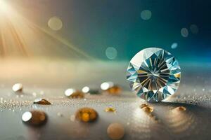 a diamond is shown on a table with diamonds around it. AI-Generated photo