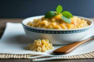 macaroni and cheese in a bowl. AI-Generated photo