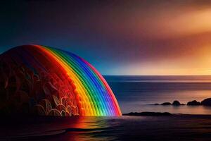 rainbow, sunset, water, ocean, landscape, landscape photography, landscape photography, nature,. AI-Generated photo