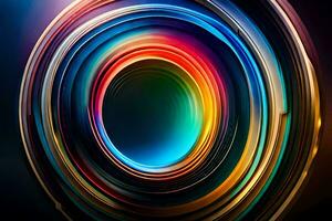 a colorful circular lens with a black background. AI-Generated photo