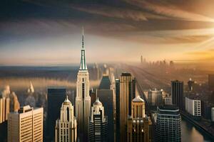 el Dom sube terminado el ciudad horizonte en nuevo york generado por ai foto