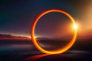 a ring of light is shown in the sky. AI-Generated photo