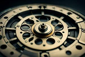 close up of a clock mechanism. AI-Generated photo