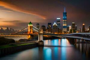 the chicago skyline at dusk. AI-Generated photo