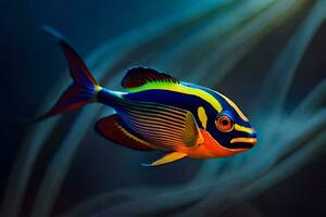 a colorful fish with black, yellow, and red stripes. AI-Generated photo