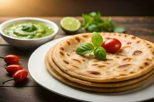 indian food on a wooden table. AI-Generated photo