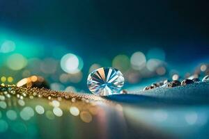 a diamond is sitting on the ground with a bokeh effect. AI-Generated photo