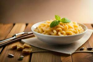 macaroni and cheese in a bowl. AI-Generated photo