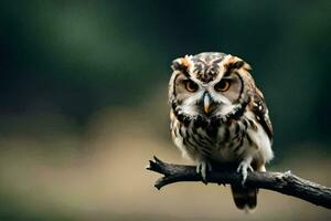 an owl is sitting on a branch. AI-Generated photo