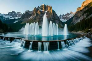 the water fountain in the mountains. AI-Generated photo