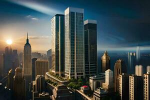 the new york city skyline is shown in this rendering. AI-Generated photo