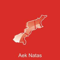 Map City of Aek Natas. vector map of North Sumatra Province capital Country colorful design, illustration design template on white background