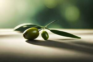 olives on a table. AI-Generated photo