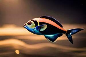 a fish with a bright blue and orange body. AI-Generated photo