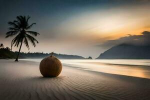 the coconut on the beach. AI-Generated photo