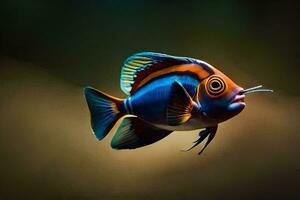 a colorful fish with a black background. AI-Generated photo