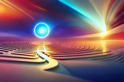 a colorful abstract image with a circular object in the middle. AI-Generated photo