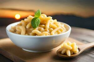 macarrones y queso en un bol. generado por ai foto