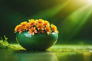 photo wallpaper water, the sun, flowers, the sun, flowers, water, the sun,. AI-Generated