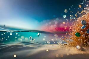 a colorful sea creature with bubbles and water. AI-Generated photo