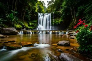 cascada en el selva. generado por ai foto