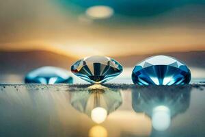 three diamonds are sitting on the ground. AI-Generated photo