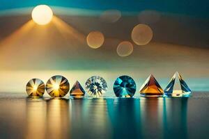a group of diamonds in a row. AI-Generated photo