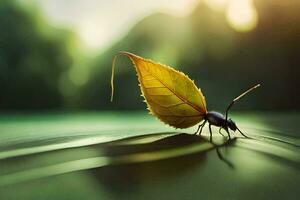 a bug on a leaf. AI-Generated photo