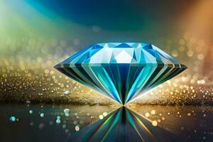 a diamond is shown on a shiny background. AI-Generated photo