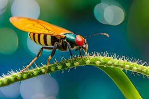 foto fondo de pantalla el cielo, plantas, césped, insecto, bicho, insecto, bicho, bicho,. generado por ai