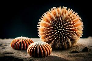 a close up of two spiky objects. AI-Generated photo