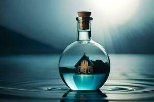 house in a bottle. AI-Generated photo